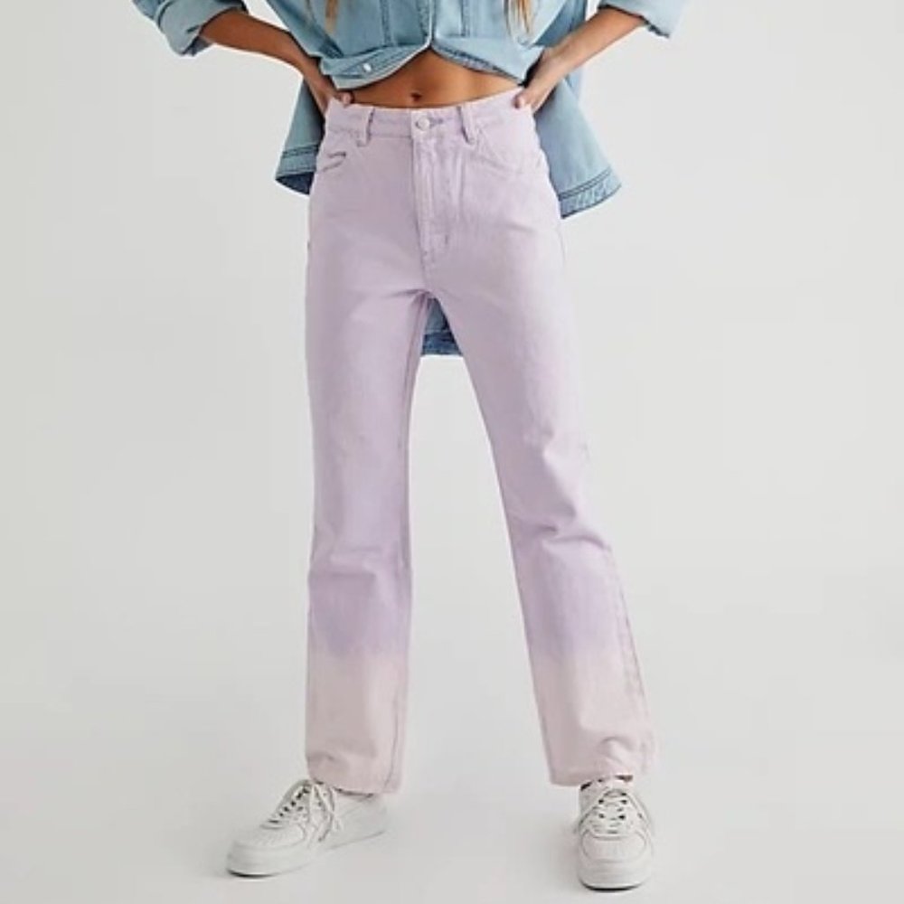 Free People Rolla's High Rise Original Straight Tie Dye Denim Jeans Size 27